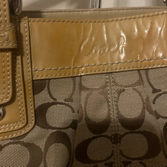 Coach F13743 Soho Pleated Tote Signature C Brown Jacquard Leather Canvas Bag - Picture 6 of 6